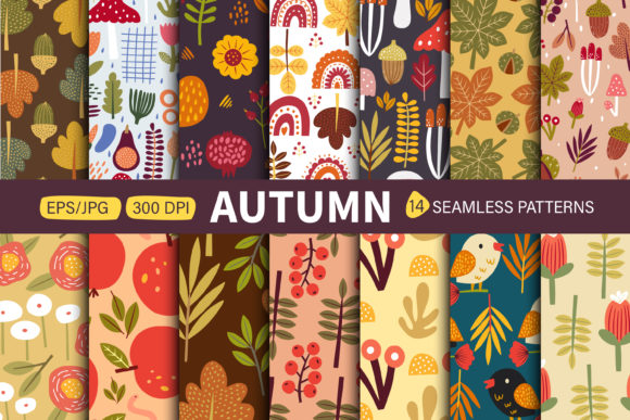 Modern Autumn Seamless Patterns