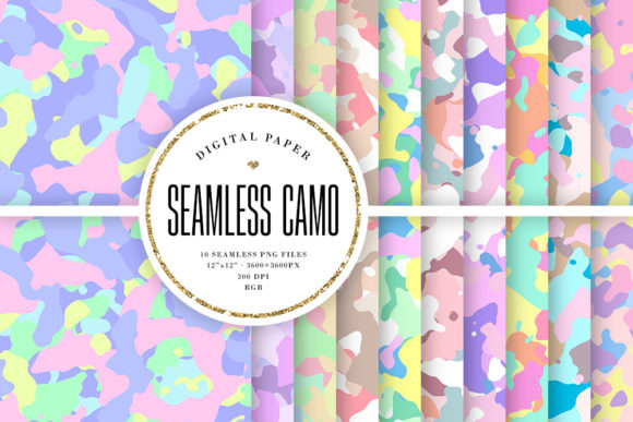 Pastel Camouflage Seamless Patterns: A Versatile Design Asset