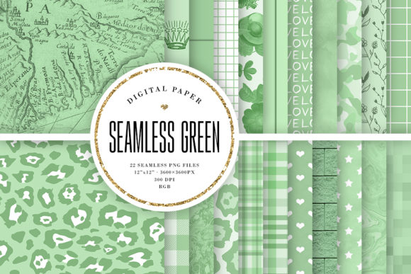 Pastel Green Seamless Patterns Mix