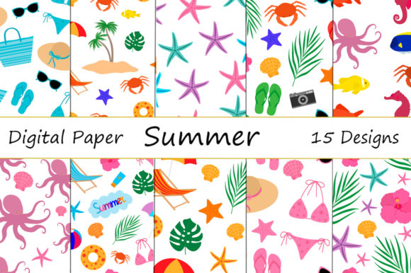 Summer Sea Beach Seamless Patterns